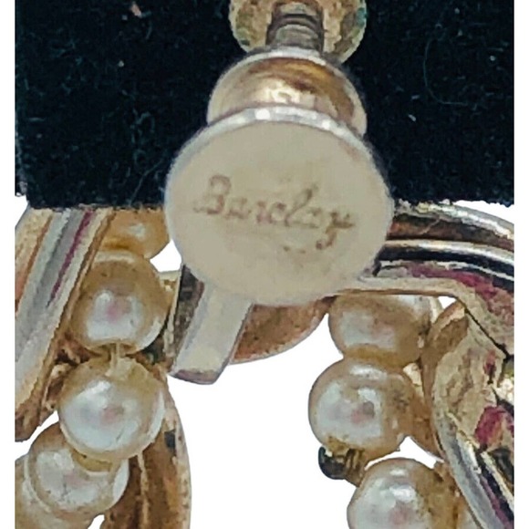 Barclay Pearl Silver tone Dangle Drop Clip On Earrings Mid century Classic - Picture 3 of 11